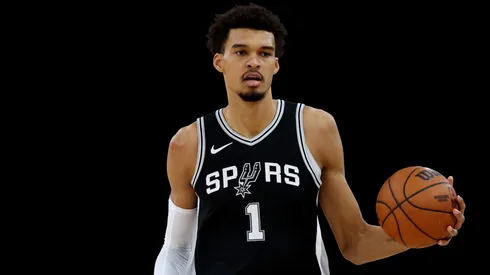 Victor Wembanyama #1 of the San Antonio Spurs competes in the third quarter during the NBA game between the Indiana Pacers and San Antonio Spurs.