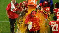 Head coach Andy Reid of the Kansas City Chiefs gets dunked in Gatorade after defeating the San Francisco 49ers 31-20 in Super Bowl LIV in 2020.