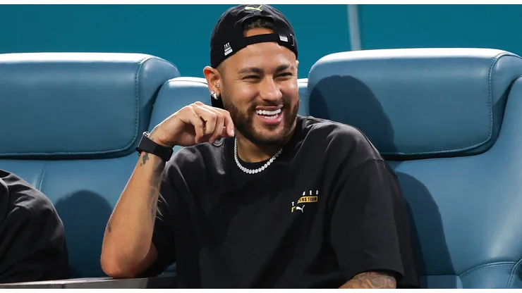 Neymar attends a match between Carlos Alcaraz of Spain and Gael Monfils of France during the Miami Open at Hard Rock Stadium on March 25, 2024 in Miami Gardens, Florida.