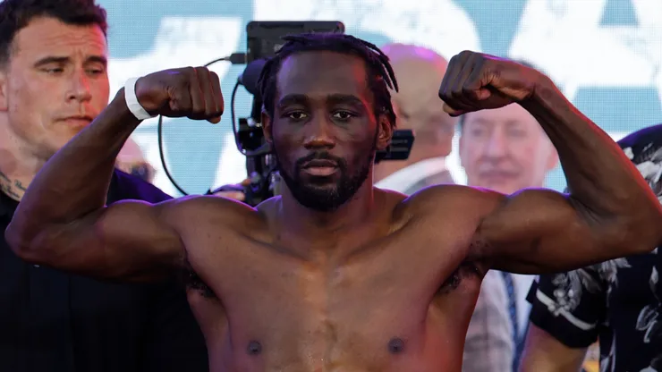 Terence Crawford poses after their official weigh-in at LA Live on August 2, 2024 in Los Angeles, California.