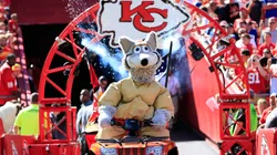 The Kansas City Chiefs mascot, K.C. Wolf, enters the field prior to the game against the New York Giants at Arrowhead Stadium on September 29, 2013.
