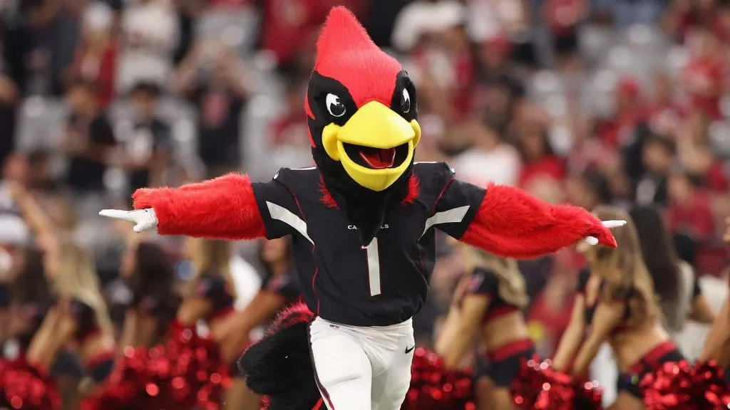 Arizona Cardinals mascot, “Big Red” runs onto the field before the NFL preseason game against the Baltimore Ravens at State Farm Stadium on August 21, 2022. (Source: Christian Petersen/Getty Images)