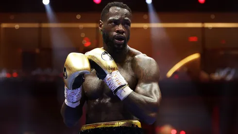 Deontay Wilder looks on during the Heavyweight fight between Deontay Wilder of Team Matchroom and Zhilei Zhang of Team Queensberry on the 5v5: Queensberry v Matchroom Fight Night card at Kingdom Arena on June 01, 2024 in Riyadh, Saudi Arabia.