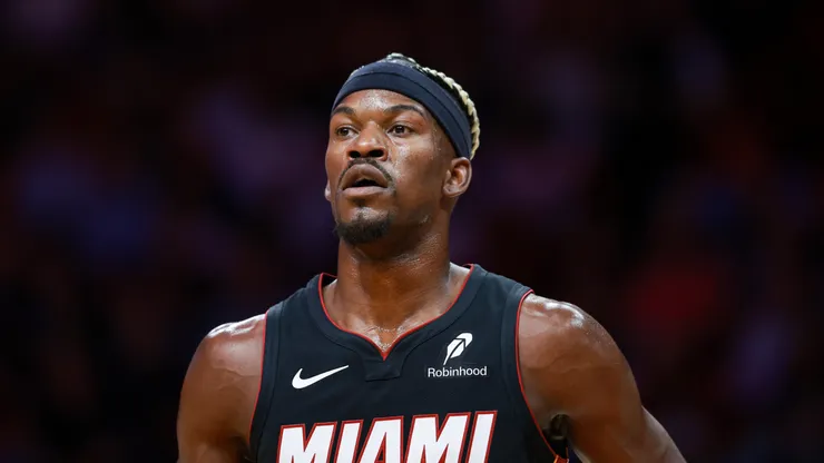 Jimmy Butler #22 of the Miami Heat in action against the Sacramento Kings at Kaseya Center.