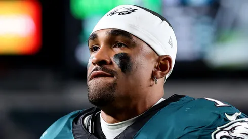 Jalen Hurts #1 of the Philadelphia Eagles walks off the field after a win over the Dallas Cowboys at Lincoln Financial Field on November 05, 2023 in Philadelphia, Pennsylvania.