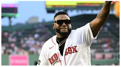 Former player David Ortiz of the Boston Red Sox waves to the crowd during a pregame ceremony before a game against the Houston Astros at Fenway Park on August 29, 2023 in Boston, Massachusetts.