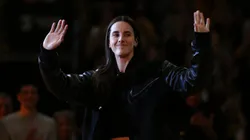 Caitlin Clark during a ceremony to retire her #22 following the match-up against the USC Trojans