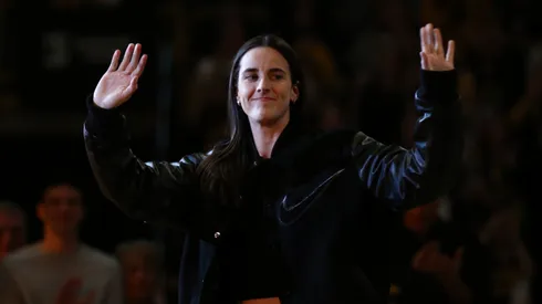 Caitlin Clark during a ceremony to retire her #22 following the match-up against the USC Trojans