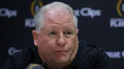 Chip Kelly during his time with the Ohio State Buckeyes speaking to the media during the media day at the Georgia World Congress Center prior to the 2025 CFP National Championship between the Ohio State Buckeyes and Notre Dame Fighting Irish on January 18, 2025 in Atlanta, Georgia.