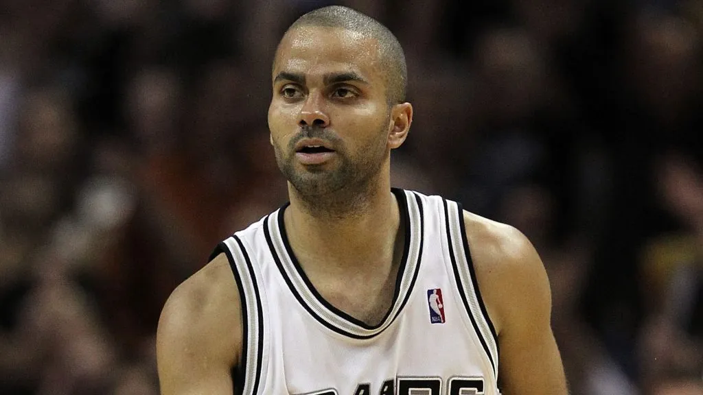 Guard Tony Parker #9 of the San Antonio Spurs reacts during a 97-87 win against the Dallas Mavericks in Game Six of the Western Conference Quarterfinals during the 2010 NBA Playoffs. (Source: Ronald Martinez/Getty Images)