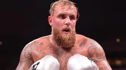 Jake Paul in action against Mike Tyson fight during LIVE On Netflix: Jake Paul vs. Mike Tyson at AT&T Stadium on November 15, 2024 in Arlington, Texas.