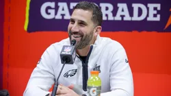 Head coach Nick Sirianni of the Philadelphia Eagles addresses the media during Super Bowl LIX Opening Night at Caesars Superdome on February 03, 2025 in New Orleans, Louisiana.