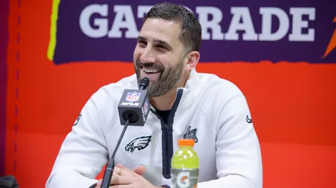 Head coach Nick Sirianni of the Philadelphia Eagles addresses the media during Super Bowl LIX Opening Night at Caesars Superdome on February 03, 2025 in New Orleans, Louisiana.