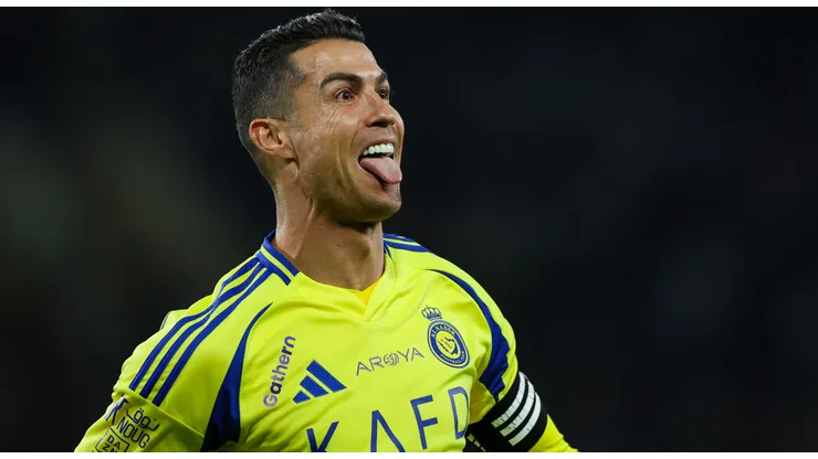 Cristiano Ronaldo of Al Nassr celebrates after scoring the 1st goal during the Saudi Pro League at King Abduallah bin Abdualaziz Sport City on January 30, 2025 in Buraydah, Saudi Arabia.