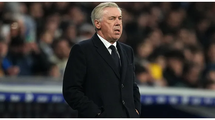 Carlo Ancelotti, Head Coach of Real Madrid, looks on during the LaLiga match between RCD Espanyol de Barcelona and Real Madrid CF at RCDE Stadium on February 01, 2025 in Barcelona, Spain.