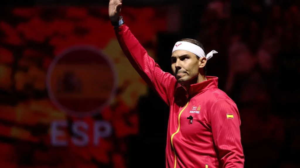 Rafael Nadal waves at the crowd during the 2024 Davis Cup Finals (Matt McNulty/Getty Images for ITF)