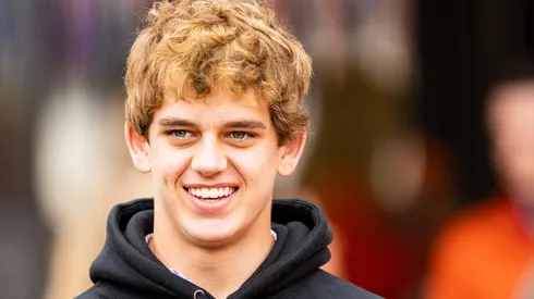 Arch Manning looks on during his recruiting visit to Clemson University before the game between the Clemson Tigers and the Florida State Seminoles at Clemson Memorial Stadium on October 30, 2021 in Clemson, South Carolina.