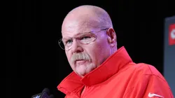 Head coach Andy Reid of the Kansas City Chiefs speaks during a news conference at New Orleans Marriott on February 04, 2025 in New Orleans, Louisiana.