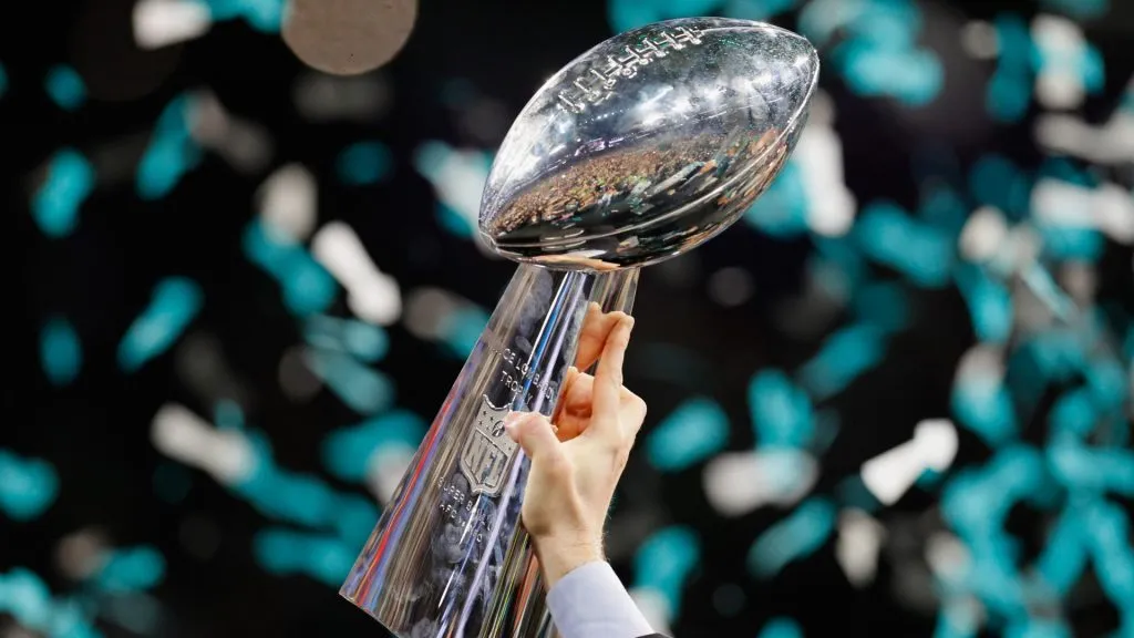 A view of the Vince Lombardi trophy after the Philadelphia Eagles 41-33 victory over the New England Patriots in Super Bowl LII in 2018. (Source: Kevin C. Cox/Getty Images)