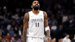 Kyrie Irving #11 of the Dallas Mavericks reacts late in the second half against the Minnesota Timberwolves at American Airlines Center.