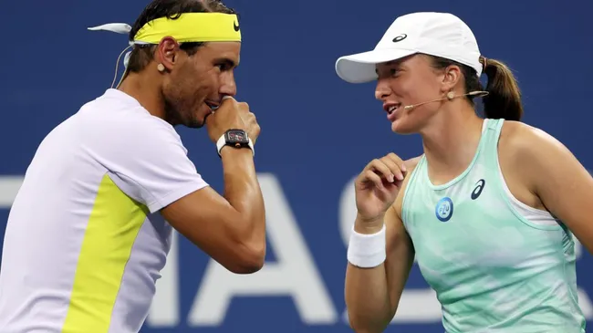 Nadal and Swiatek played doubles together in an exhibition match at the 2022 US Open (Jamie Squire/Getty Images)