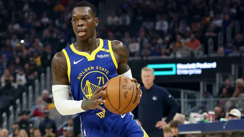 Dennis Schroder #71 of the Golden State Warriors dribbles the ball against the Phoenix Suns at Chase Center on December 28, 2024 in San Francisco, California.