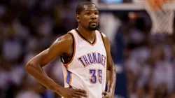 Kevin Durant playing with the Oklahoma City Thunder during a game against the Golden State Warriors on May 24, 2016.