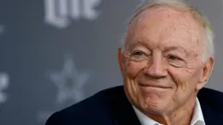 Dallas Cowboys team owner Jerry Jones looks on as Brian Schottenheimer is introduced as the new head coach of the Dallas Cowboys at The Star in Frisco on January 27, 2025 in Frisco, Texas.