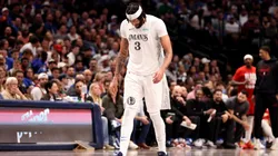 Anthony Davis #3 of the Dallas Mavericks leaves the court with an injury during the third quarter against the Houston Rockets at American Airlines Center on February 08, 2025 in Dallas, Texas.