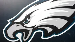 A general view of a Philadelphia Eagles logo prior to a game against the New York Giants in the NFC Divisional Playoff game at Lincoln Financial Field on January 21, 2023 in Philadelphia, Pennsylvania.