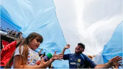A fan of Argentina with flag