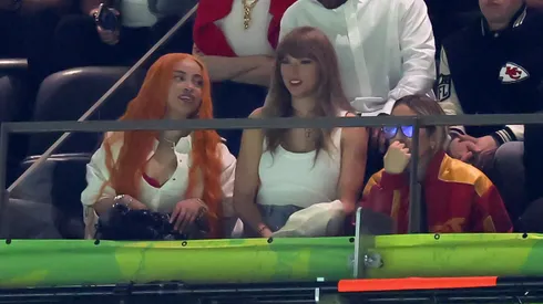 Taylor Swift and Ice Spice during the Super Bowl LIX