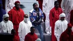 Kendrick Lamar performs onstage during Apple Music Super Bowl LIX Halftime Show at Caesars Superdome on February 09, 2025.