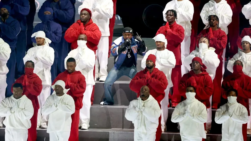 Kendrick Lamar performs onstage during Apple Music Super Bowl LIX Halftime Show at Caesars Superdome on February 09, 2025. (Source: Cindy Ord/Getty Images)