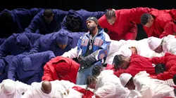 Kendrick Lamar performs onstage during Apple Music Super Bowl LIX Halftime Show at Caesars Superdome on February 09, 2025.