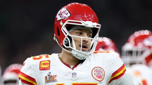 Patrick Mahomes #15 of the Kansas City Chiefs reacts in the third quarter against the Philadelphia Eagles during Super Bowl LIX at Caesars Superdome on February 09, 2025 in New Orleans, Louisiana.