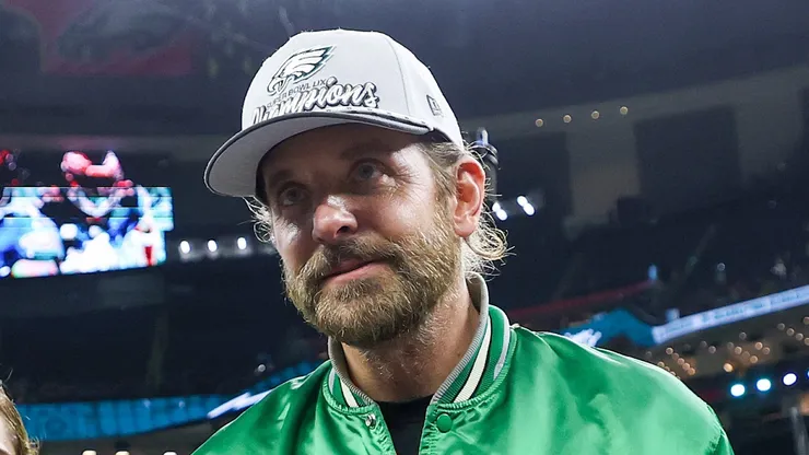 Actor Bradley Cooper walks across the field after the Philadelphia Eagles beat the Kansas City Chiefs 40-22 to win Super Bowl LIX at Caesars Superdome on February 09, 2025 in New Orleans, Louisiana.
