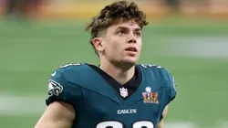 Cooper DeJean #33 of the Philadelphia Eagles jogs across the field before Super Bowl LIX against the Kansas City Chiefs at Caesars Superdome on February 09, 2025 in New Orleans, Louisiana.