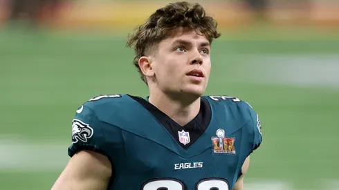 Cooper DeJean #33 of the Philadelphia Eagles jogs across the field before Super Bowl LIX against the Kansas City Chiefs at Caesars Superdome on February 09, 2025 in New Orleans, Louisiana.