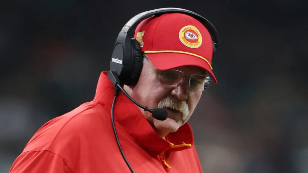 Head coach Andy Reid of the Kansas City Chiefs looks on in the third quarter against the Philadelphia Eagles during Super Bowl LIX at Caesars Superdome on February 09, 2025 in New Orleans, Louisiana.