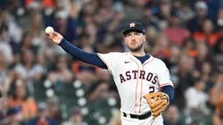 Alex Bregman #2 of the Houston Astros throws to first base against the Arizona Diamondbacks during the third inning at Minute Maid Park on September 07, 2024 in Houston, Texas.