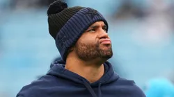Dak Prescott #4 of the Dallas Cowboys looks on before the game against the Carolina Panthers at Bank of America Stadium on December 15, 2024 in Charlotte, North Carolina.
