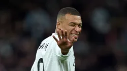 Kylian Mbappe of Real Madrid reacts during the LaLiga match between Real Madrid CF and Atletico de Madrid