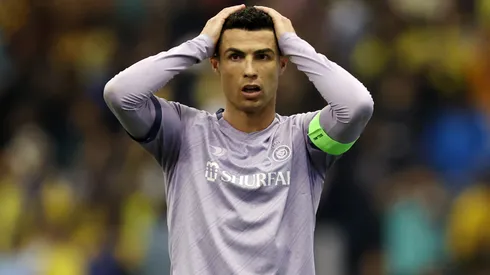 Cristiano Ronaldo of Al Nassr reacts during the Saudi Super Cup Semi-Final match between Al Ittihad and Al Nassr at King Fahd International Stadium on January 26, 2023 in Riyadh, Saudi Arabia.