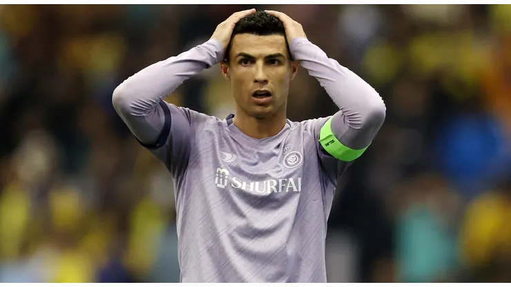 Cristiano Ronaldo of Al Nassr reacts during the Saudi Super Cup Semi-Final match between Al Ittihad and Al Nassr at King Fahd International Stadium on January 26, 2023 in Riyadh, Saudi Arabia.