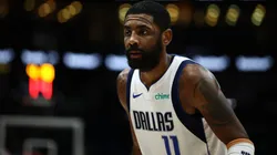 Kyrie Irving #11 of the Dallas Mavericks reacts during the game against the New Orleans Pelicans at Smoothie King Center.