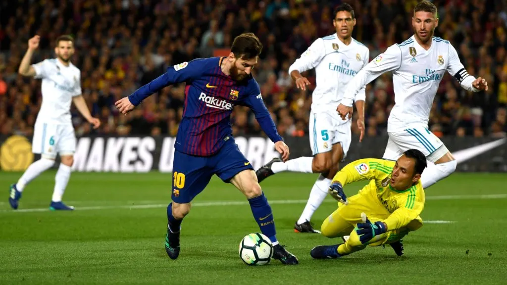 Lionel Messi and Keylor Navas faced in LaLiga before playing together (Alex Caparros/Getty Images)