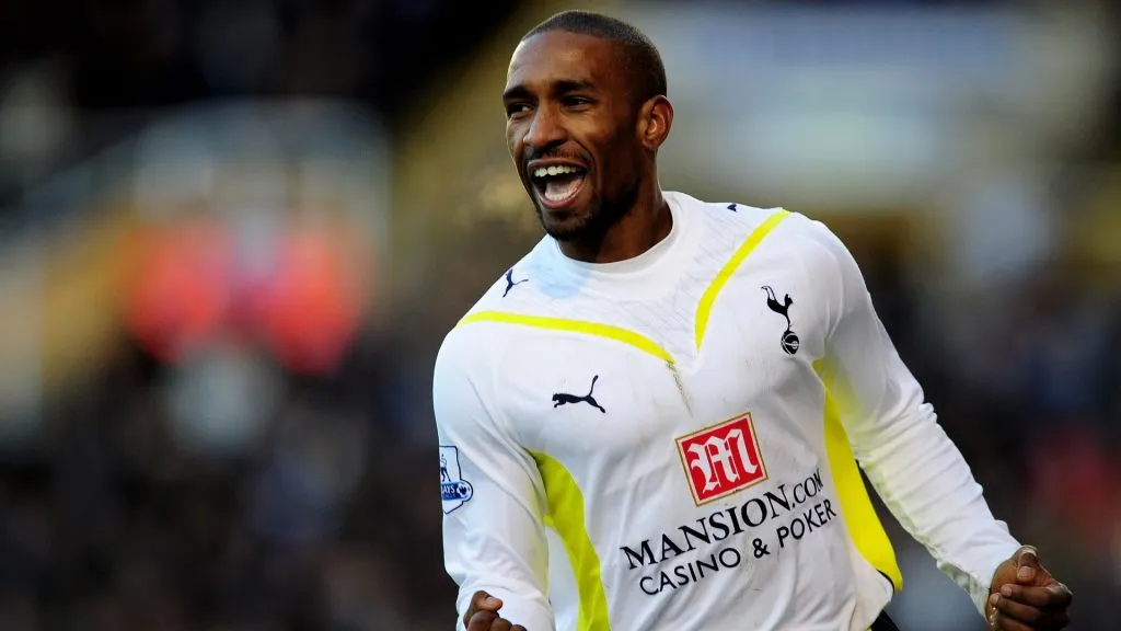Jermain Defoe of Tottenham celebrates his goal during the Barclays Premier League match between Birmingham City and Tottenham Hotspur at St. Andrews Stadium on January 30, 2010. (Source: Clive Mason/Getty Images)