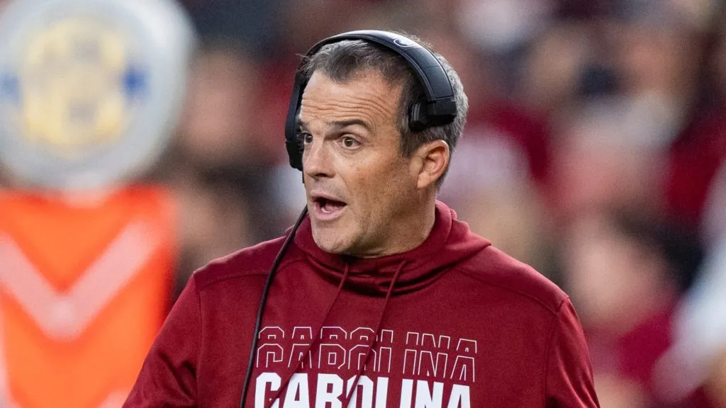 Head coach Shane Beamer of the South Carolina Gamecocks looks on in the second quarter during their game against the Missouri Tigers at Williams-Brice Stadium on November 16, 2024 in Columbia, South Carolina.
