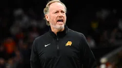 Phoenix Suns head coach Mike Budenholzer looks on during the first half of a Emirates NBA Cup game against the Utah Jazz at Delta Center on November 12, 2024 in Salt Lake City, Utah.